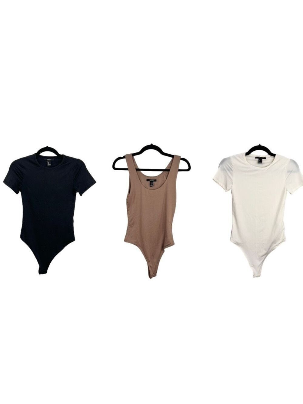 Neutral minimalist bodysuit bundle taupe white black S